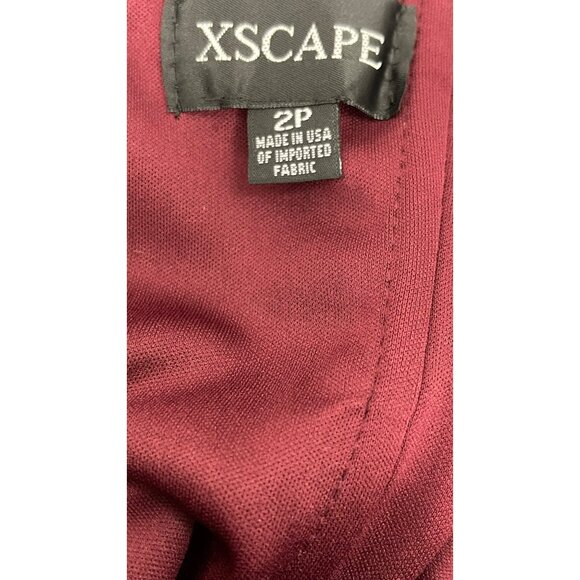 XSCAPE Evening Gown Off The Shoulder Burgundy Size 2P Ruffled High Slit NEW $249 - Picture 7 of 7